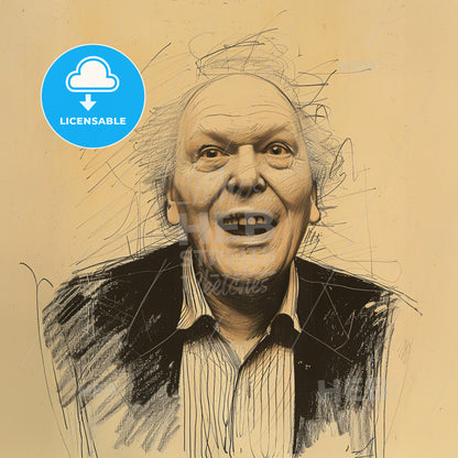 Olivier Messiaen, 1908 - 1992, French composer - A Drawing Of A Man Smiling