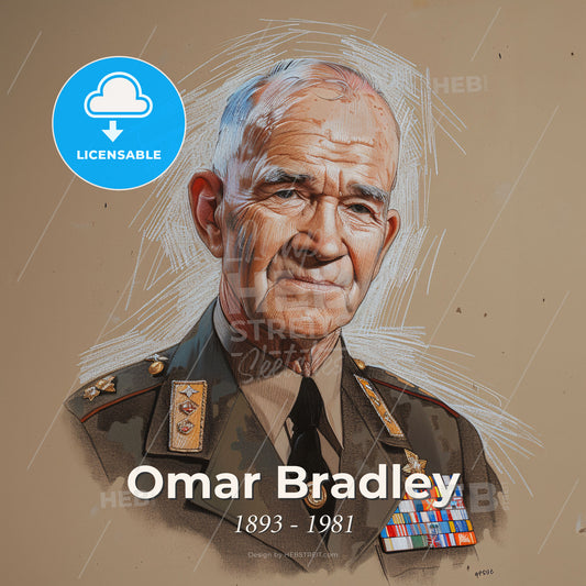 Omar Bradley, 1893 - 1981, American General - A Portrait Of A Man In Military Uniform Print Template