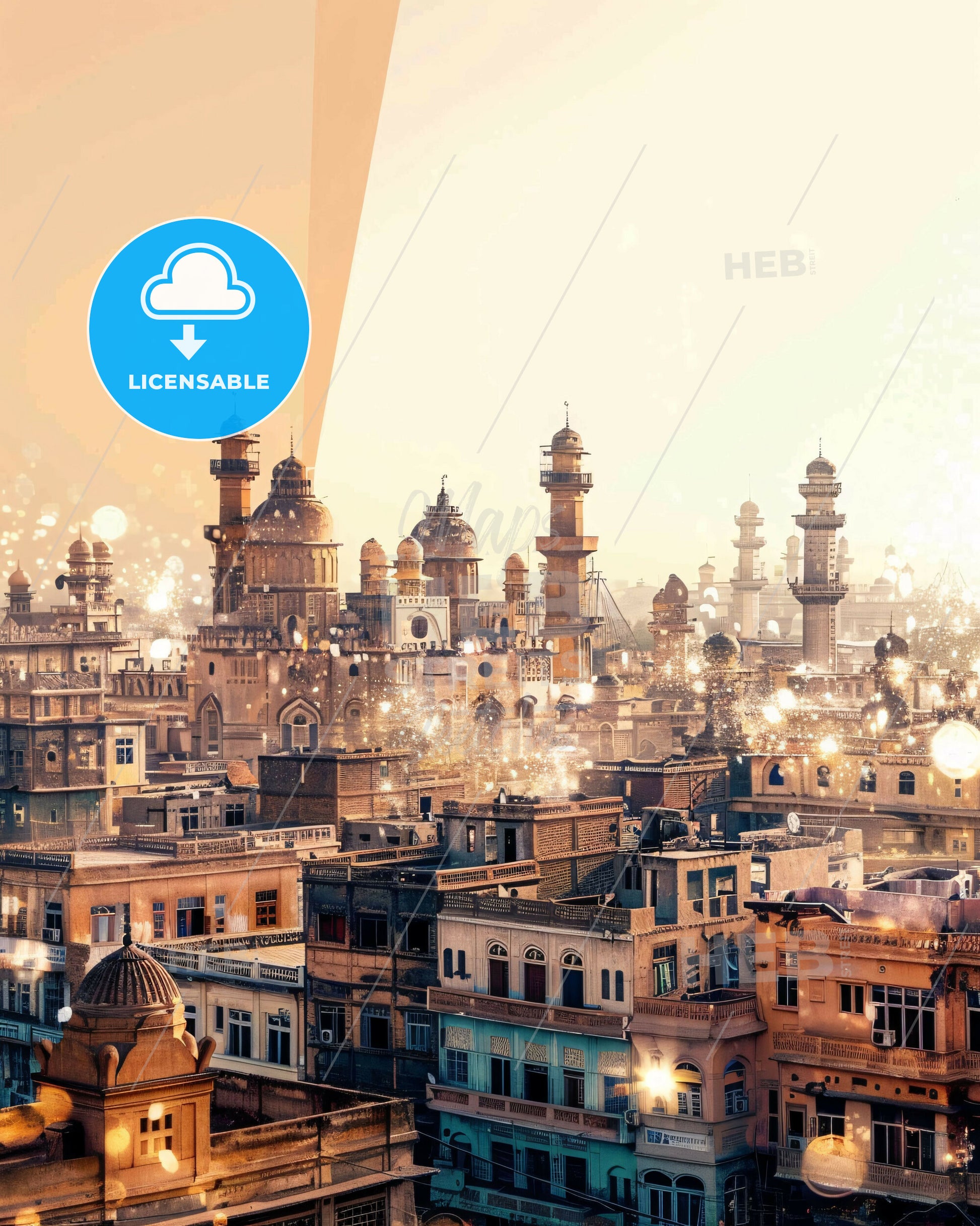 Omdurman Cityscape Art: Local Architecture Impression - A city with many towers and towers