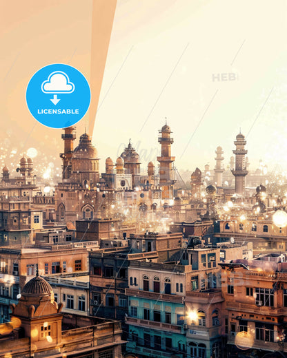 Omdurman Cityscape Art: Local Architecture Impression - A city with many towers and towers