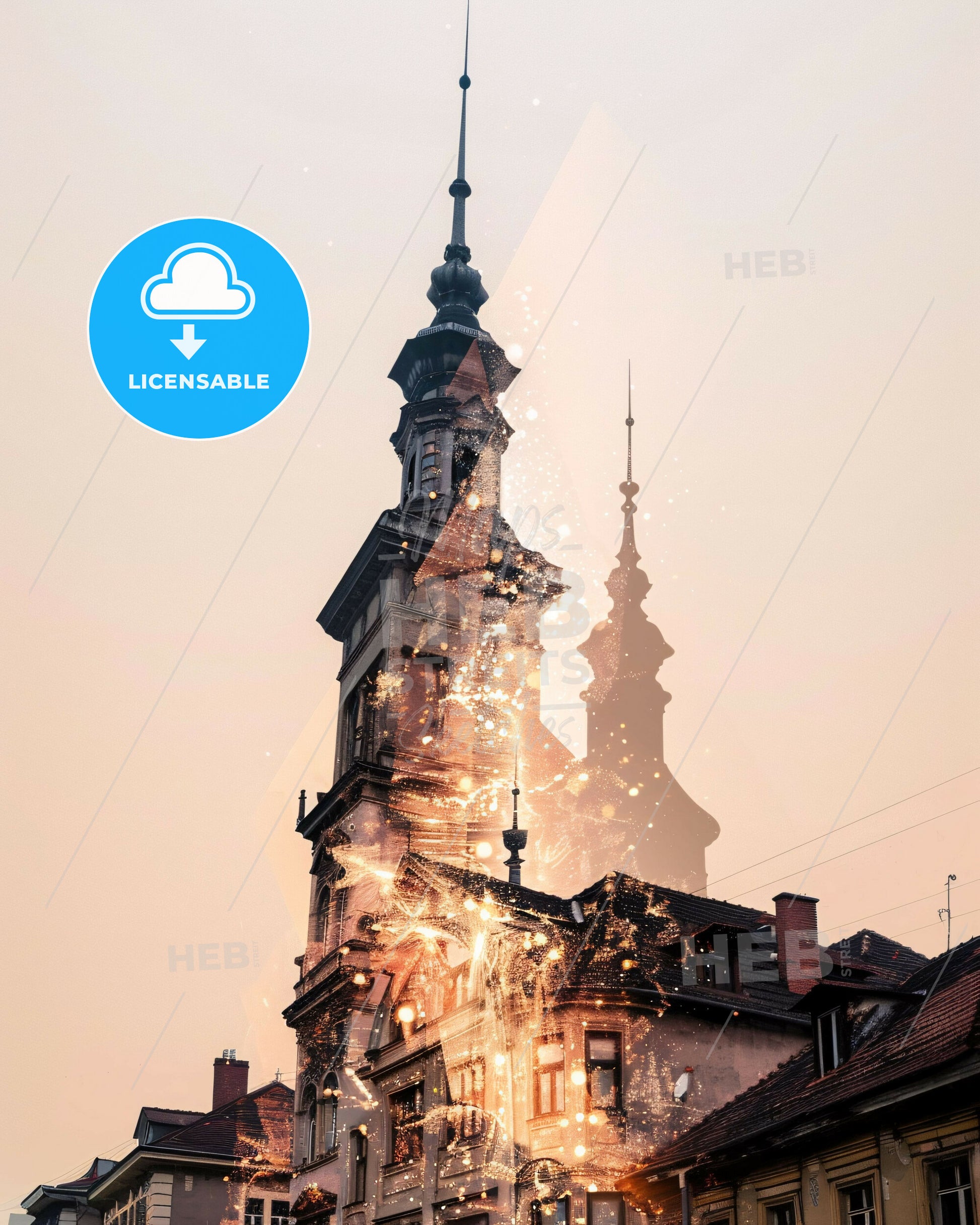 Oradea: City, Culture, Architecture in Vibrant Harmony - A building with a tower and fireworks