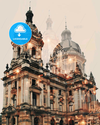 Oradea Oradea City Skyline City Art Bright Lights - A large building with a dome shaped roof