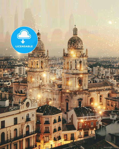 Orihuela City Skyline Composite Art Poster - A large city with many buildings