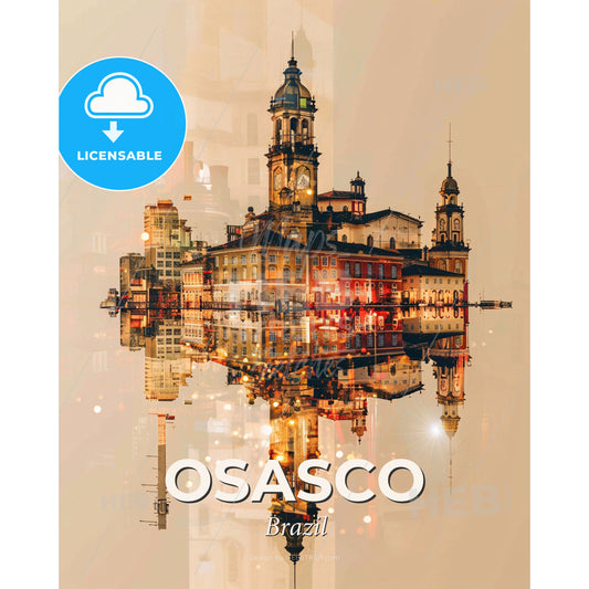 Osasco Skyline Art - Local Beauty in Vibrant Hues - A city with a clock tower - Square format print template