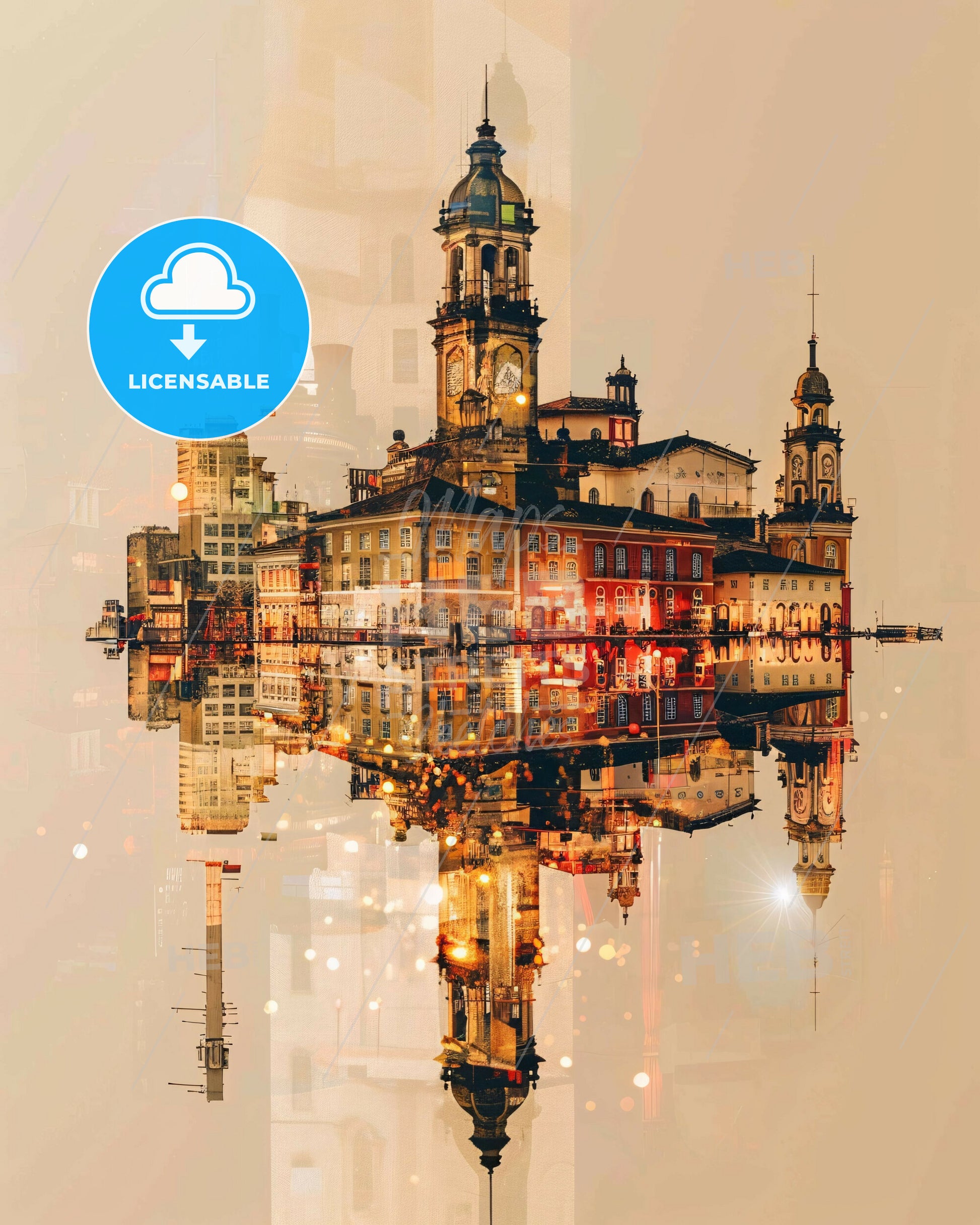 Osasco Skyline Art - Local Beauty in Vibrant Hues - A city with a clock tower