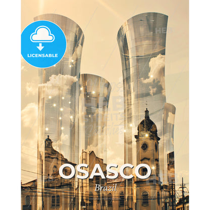 Osasco Skyline Composite Art: Local Icons - A group of tall buildings - Square format print template