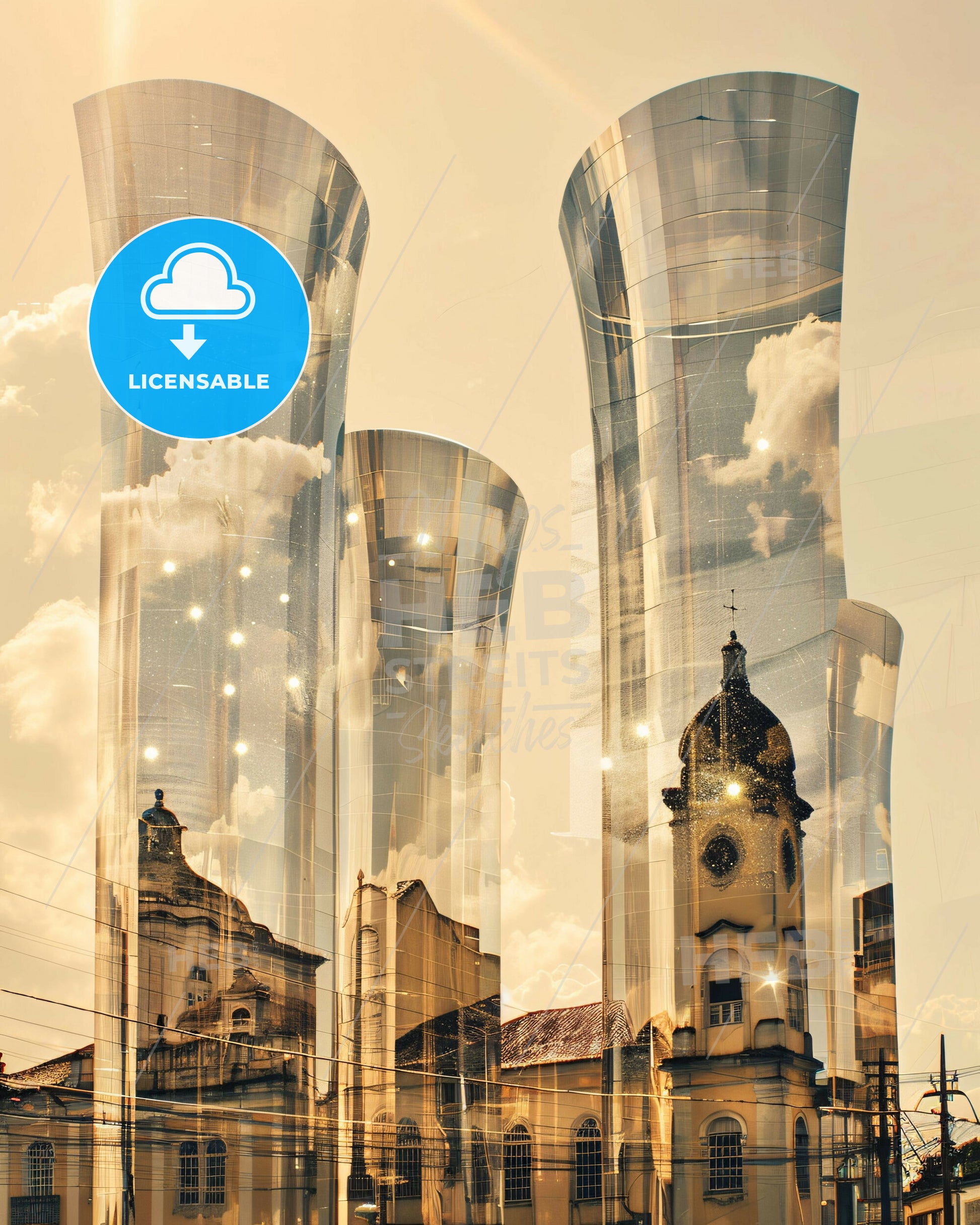Osasco Skyline Composite Art: Local Icons - A group of tall buildings