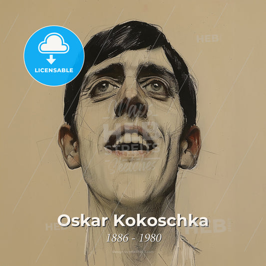 Oskar Kokoschka, 1886 - 1980, Austrian artist - A Drawing Of A Man Smiling Print Template