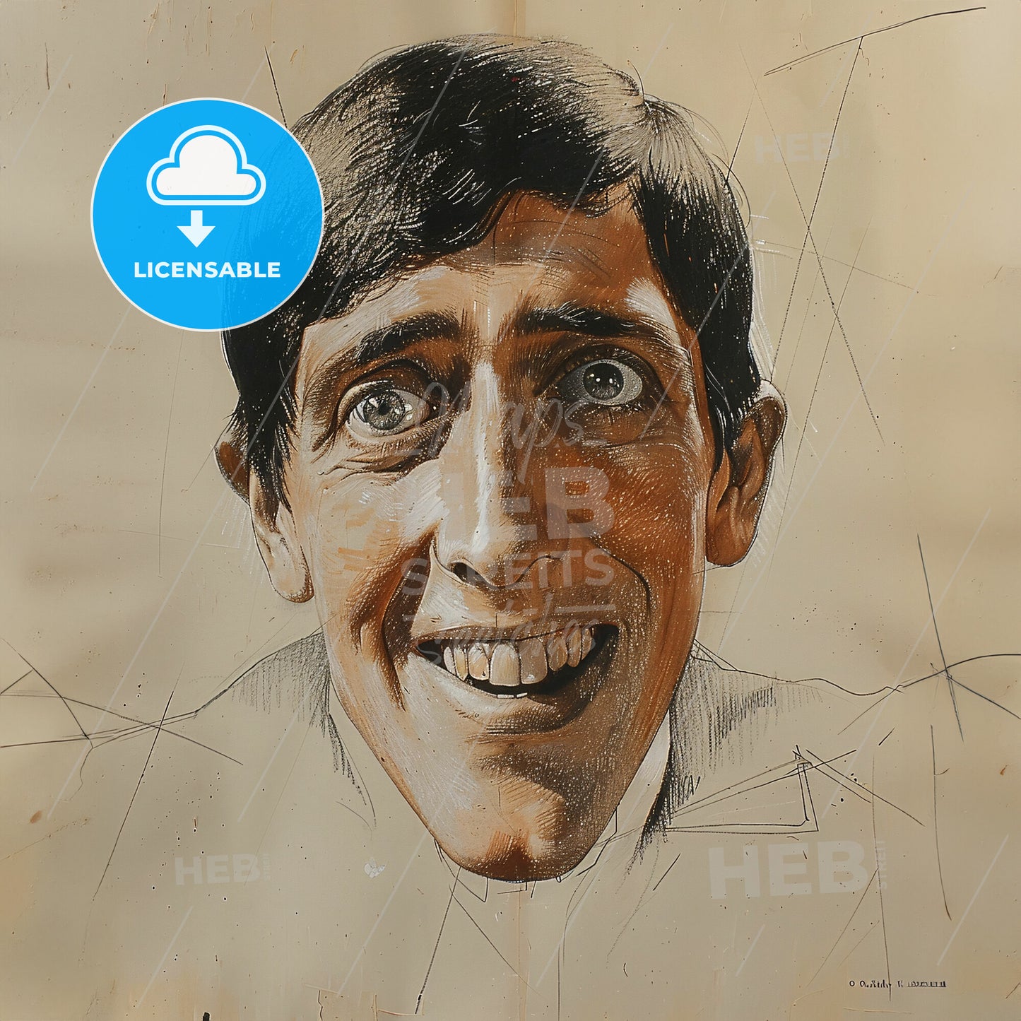 Oskar Kokoschka, 1886 - 1980, Austrian artist - A Drawing Of A Man Smiling