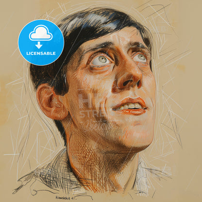 Oskar Kokoschka, 1886 - 1980, Austrian artist - A Drawing Of A Man Looking Up