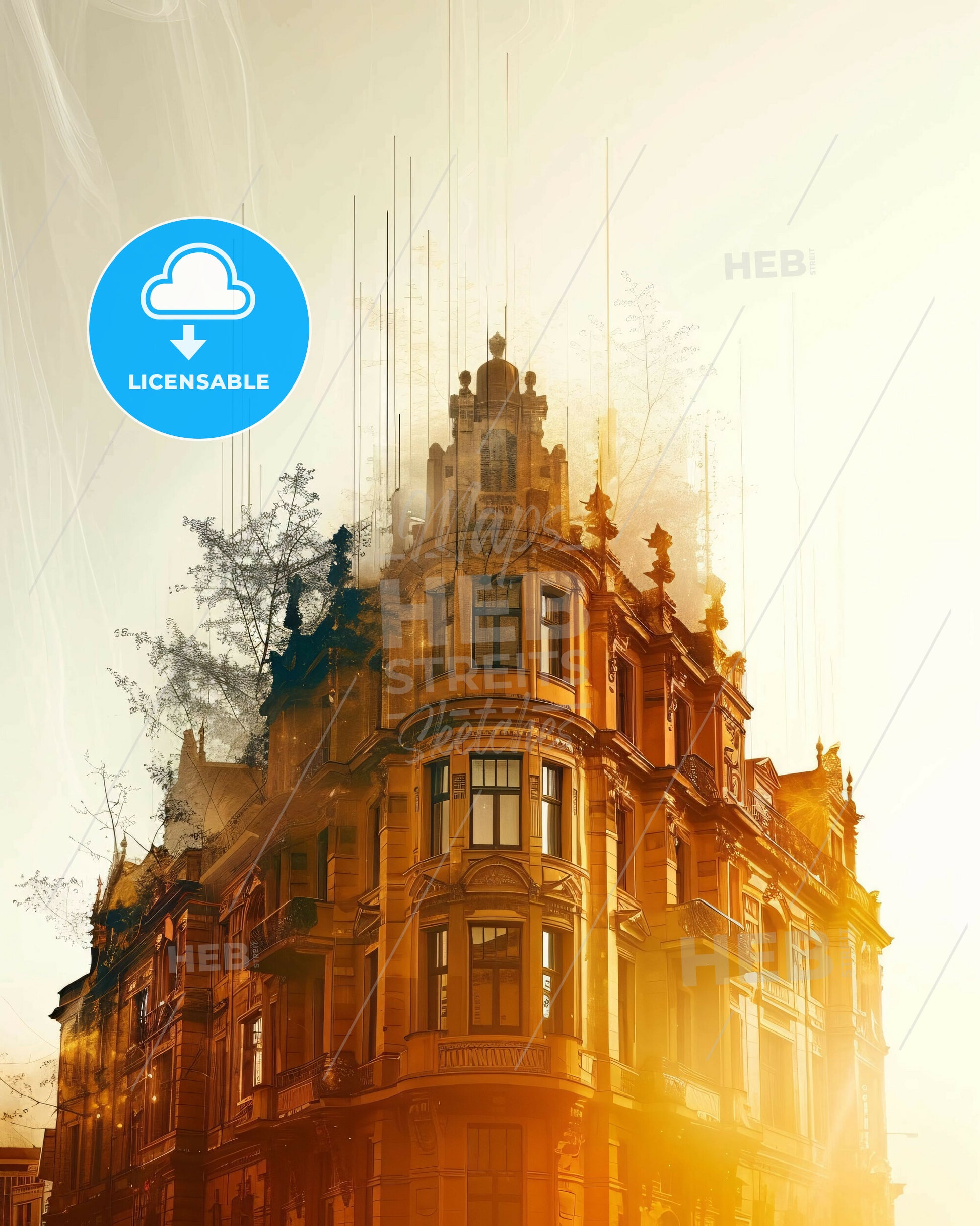 Ostrava Skyline Composite Art Poster - A building with trees on top