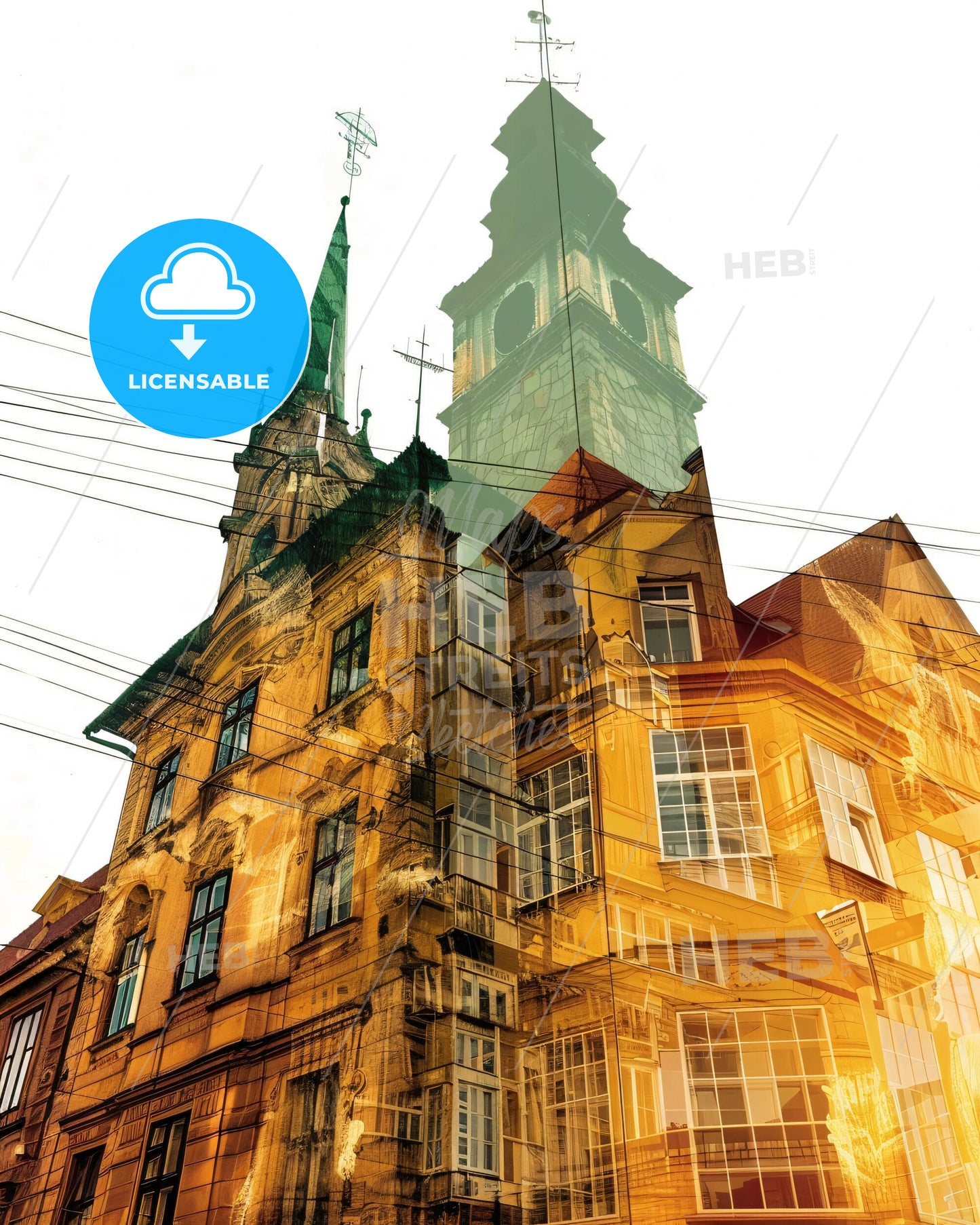 Ostrava Skyline Doppelganger Panorama Poster - A building with a tower