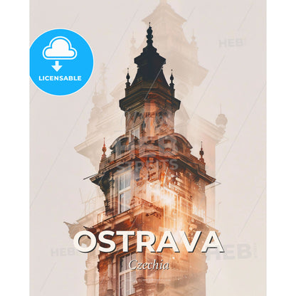 Ostrava Industrial Skyline Double Exposure - A double exposure of a building - Square format print template