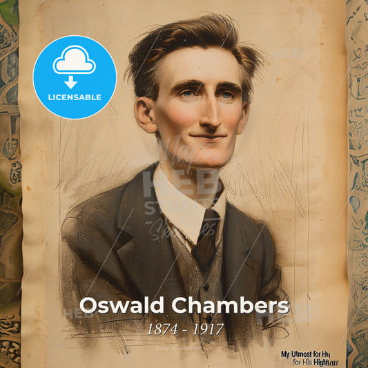 Oswald Chambers, 1874 - 1917, Scottish preacher and teacher - A Portrait Of A Man Print Template