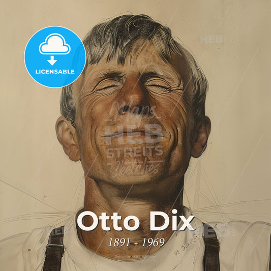 Otto Dix, 1891 - 1969, German painter - A Man With His Eyes Closed Print Template