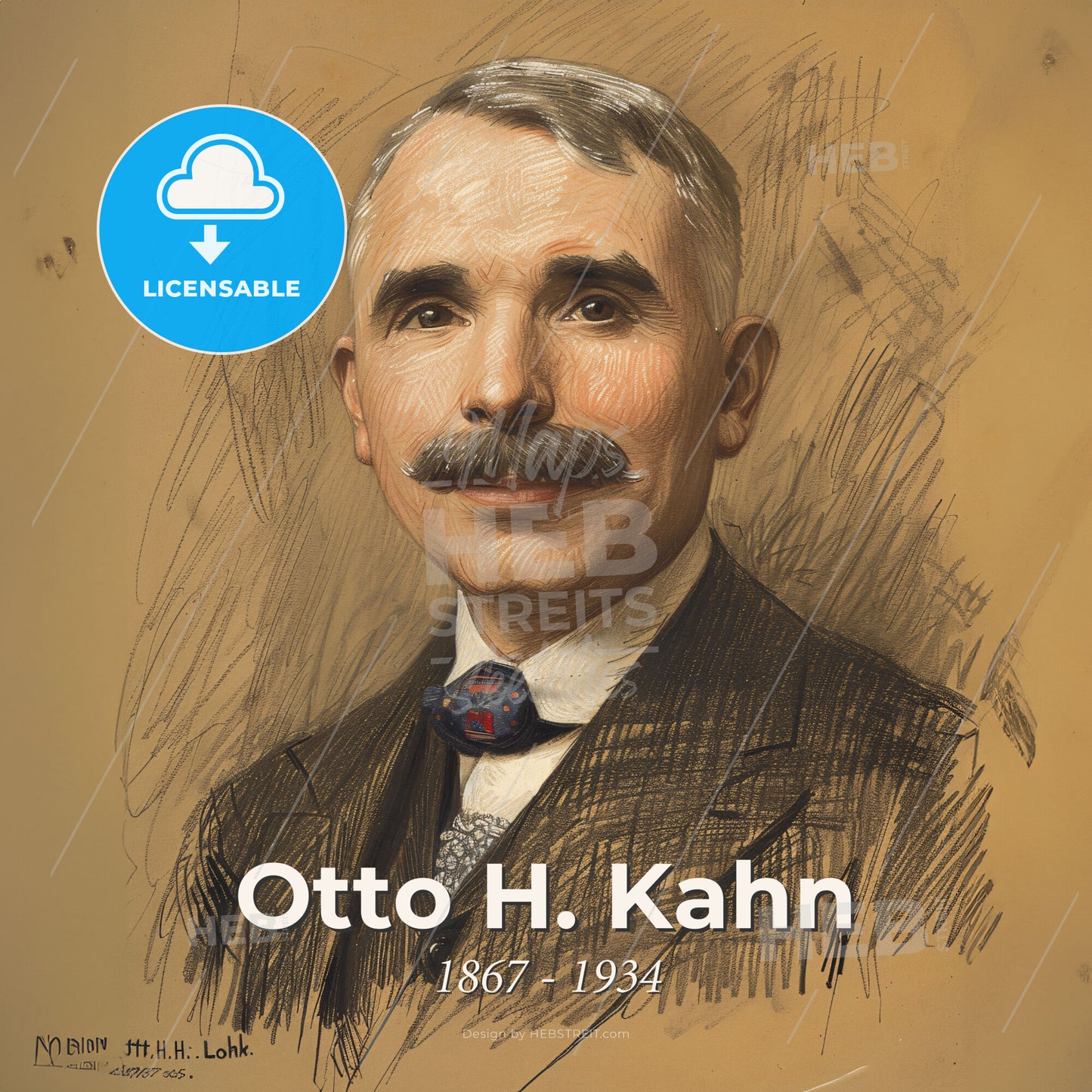 Otto H. Kahn, 1867 - 1934, German-American investment banker - A Man With A Mustache Print Template