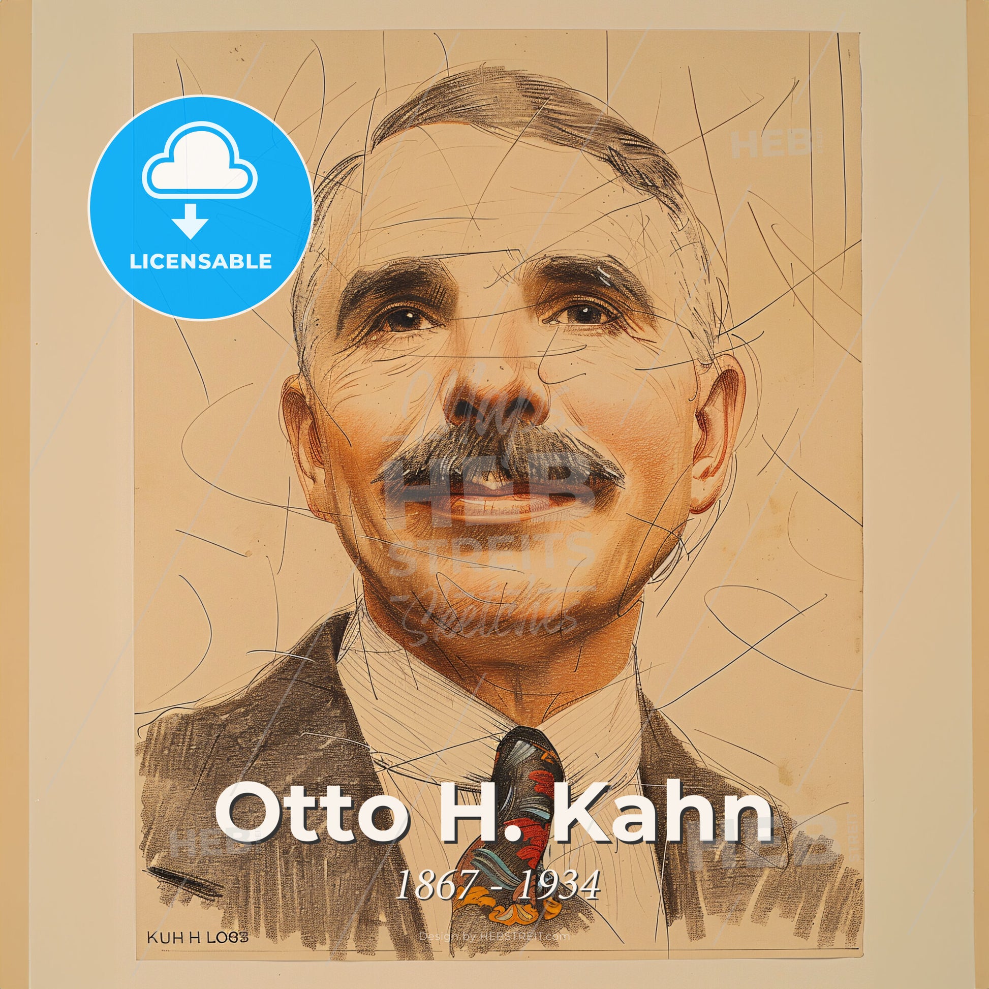 Otto H. Kahn, 1867 - 1934, German-American investment banker - A Man With A Mustache Print Template