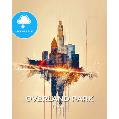 Overland Park Skyline Composite Art Cityscape Poster - A city with many buildings - Square format print template