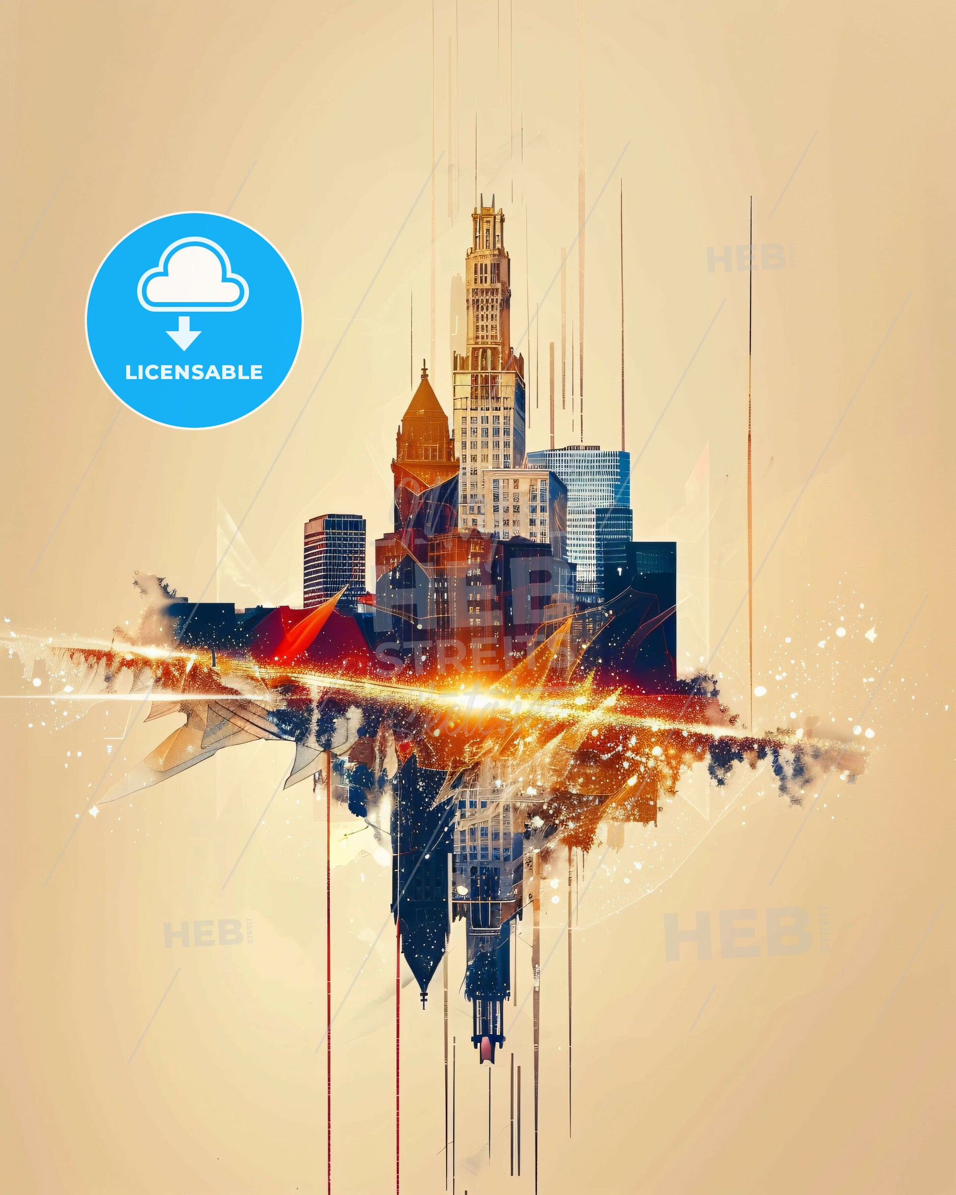 Overland Park Skyline Composite Art Cityscape Poster - A city with many buildings