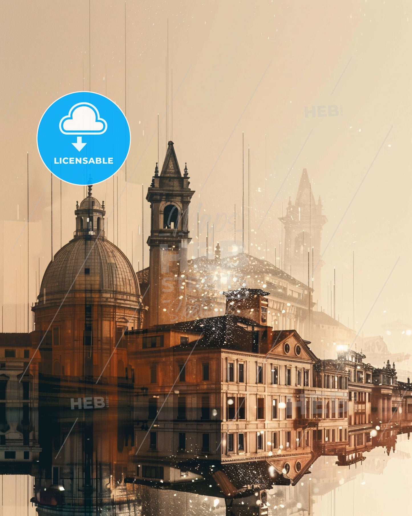 Padua Skyline Iconic Architecture Beige Poster - A city with many buildings and a body of water