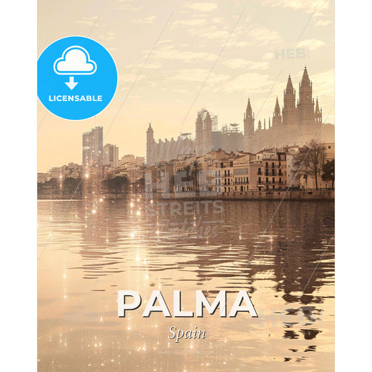 Palma Skyline Double Exposure Art Print - A city next to a body of water - Square format print template