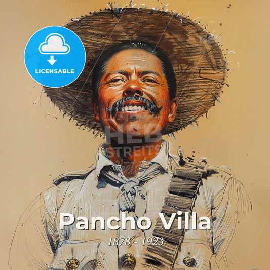 Pancho Villa, 1878 - 1923, Mexican revolutionary leader - A Man Wearing A Straw Hat Print Template