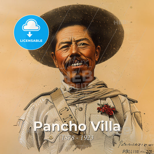Pancho Villa, 1878 - 1923, Mexican revolutionary leader - A Man Wearing A Hat Print Template