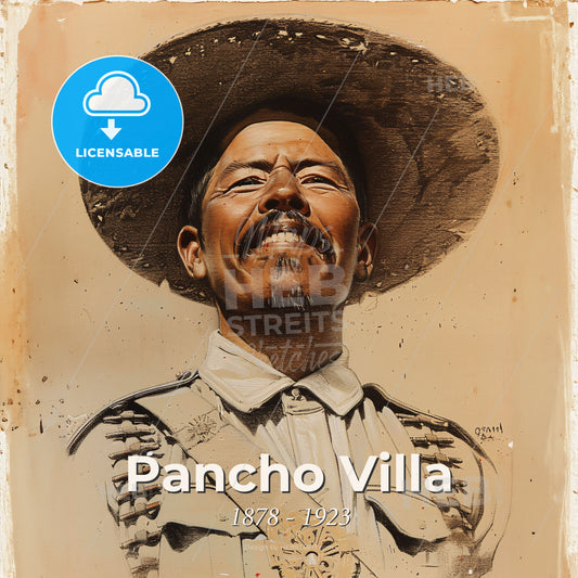 Pancho Villa, 1878 - 1923, Mexican revolutionary leader - A Man Wearing A Hat And A Vest Print Template