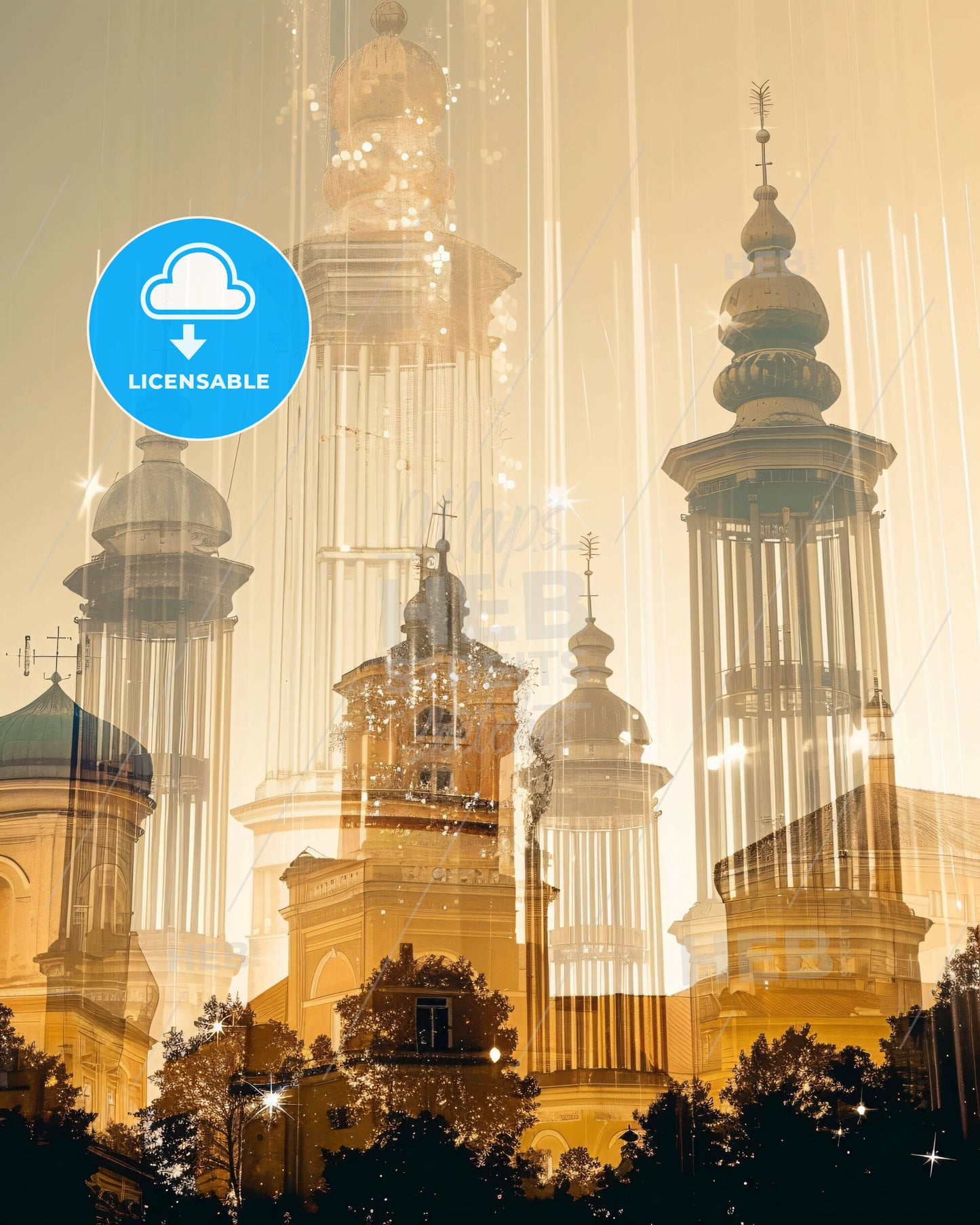 PanevÄ—Å¾ys City Skyline Sparkles Art Print - A multiple exposure of a building