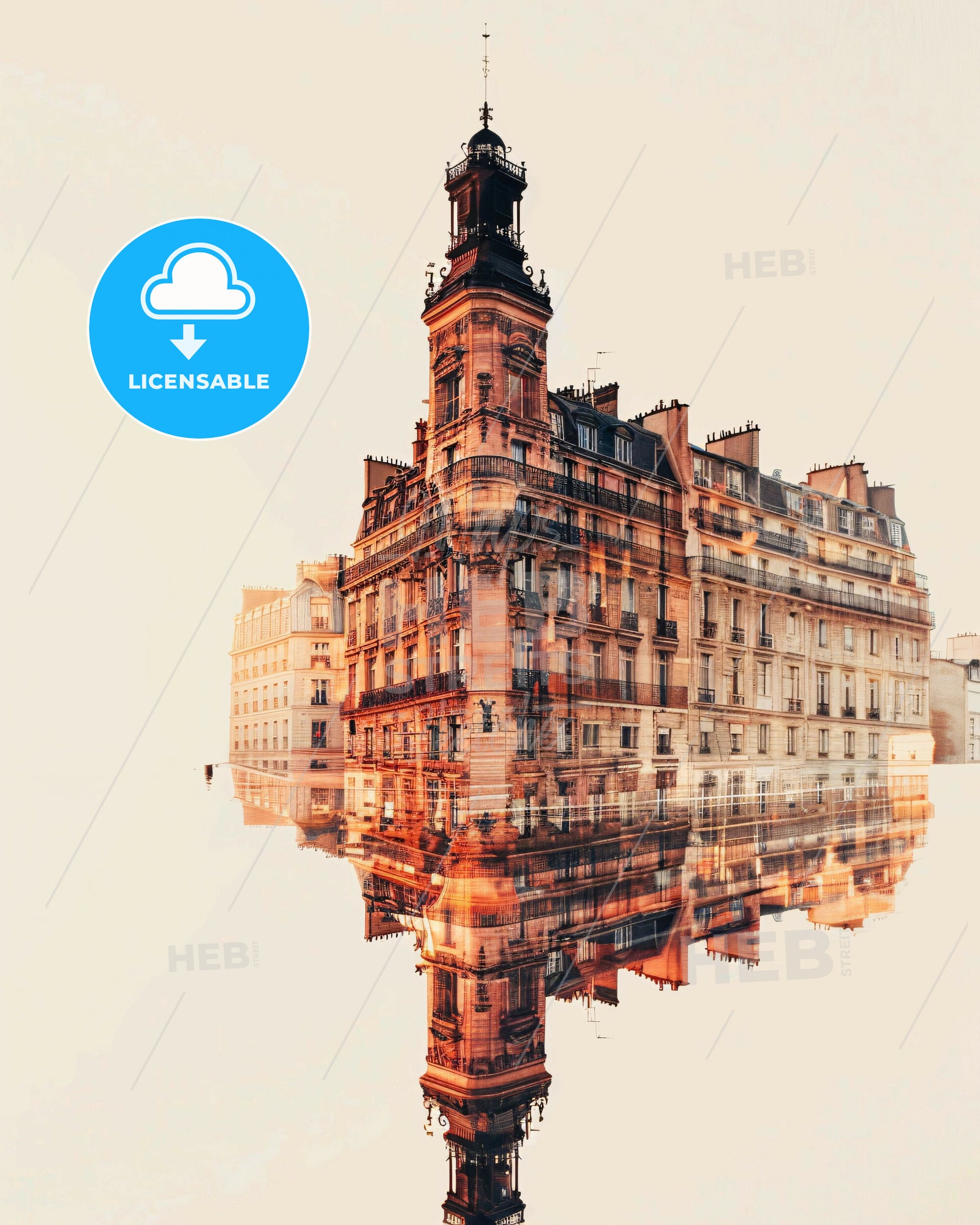 Paris Skyline Double Exposure Cityscape Art Deco Poster - A building with a tower