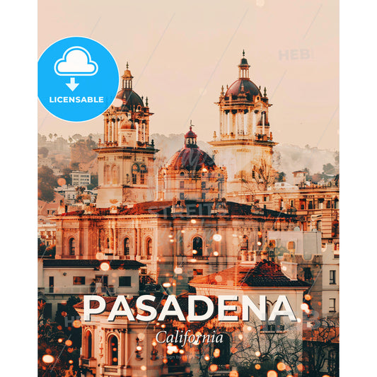 Pasadena: A City Symphony in Beige and Light - A large building with towers - Square format print template