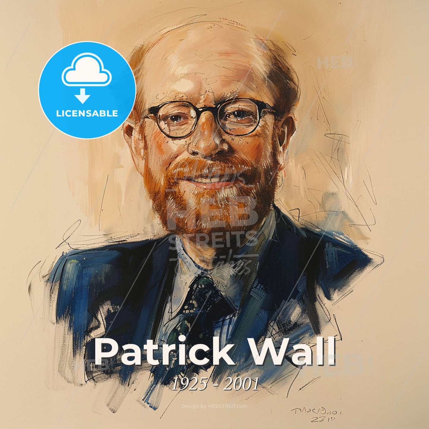 Patrick Wall, 1925 - 2001, British neuroscientist and anesthesiologist - A Painting Of A Man Wearing Glasses Print Template