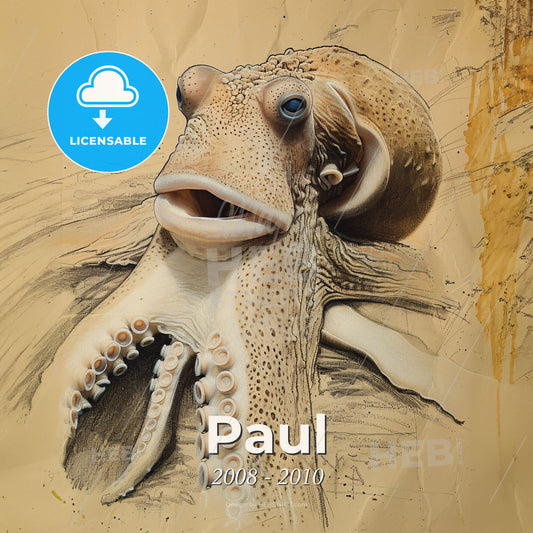 Paul, 2008 - 2010, Octopus - A Drawing Of An Octopus Print Template