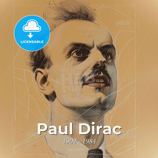 Paul Dirac, 1902 - 1984, British physicist - A Drawing Of A Man With A Broken Glass Print Template