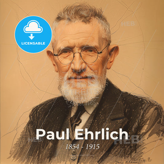 Paul Ehrlich, 1854 - 1915, German physician and scientist - A Man With A Beard And Glasses Print Template