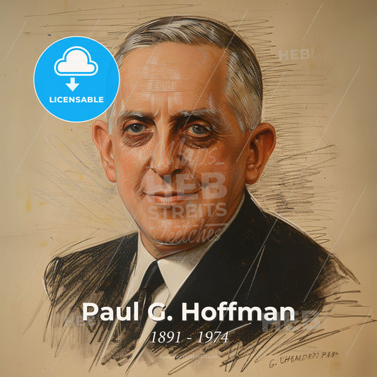 Paul G. Hoffman, 1891 - 1974, American business executive - A Portrait Of A Man Print Template
