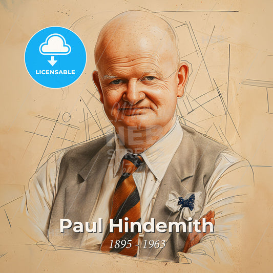 Paul Hindemith, 1895 - 1963, German composer - A Man In A Suit And Tie Print Template