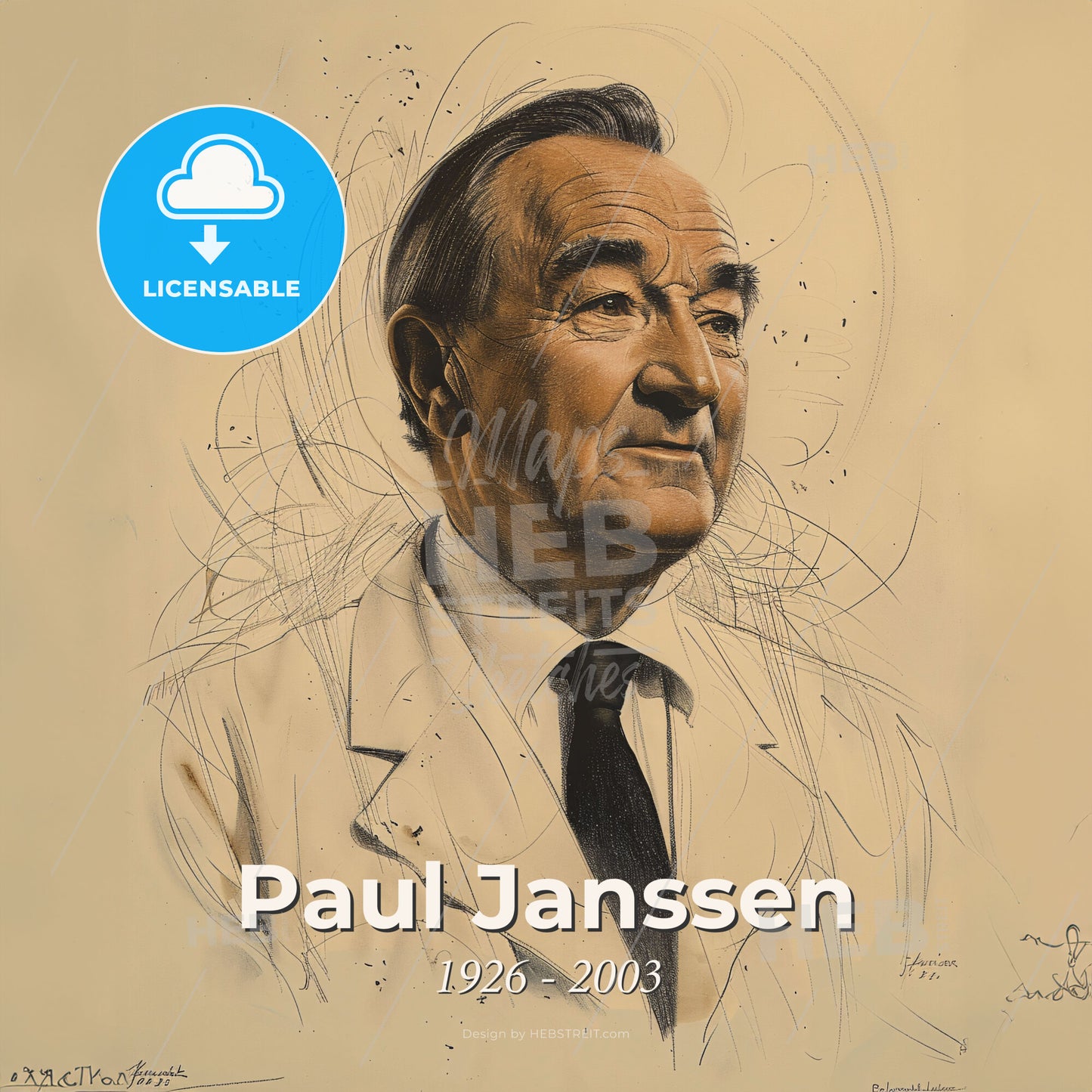 Paul Janssen, 1926 - 2003, Belgian pharmacologist - A Man In A Suit And Tie Print Template