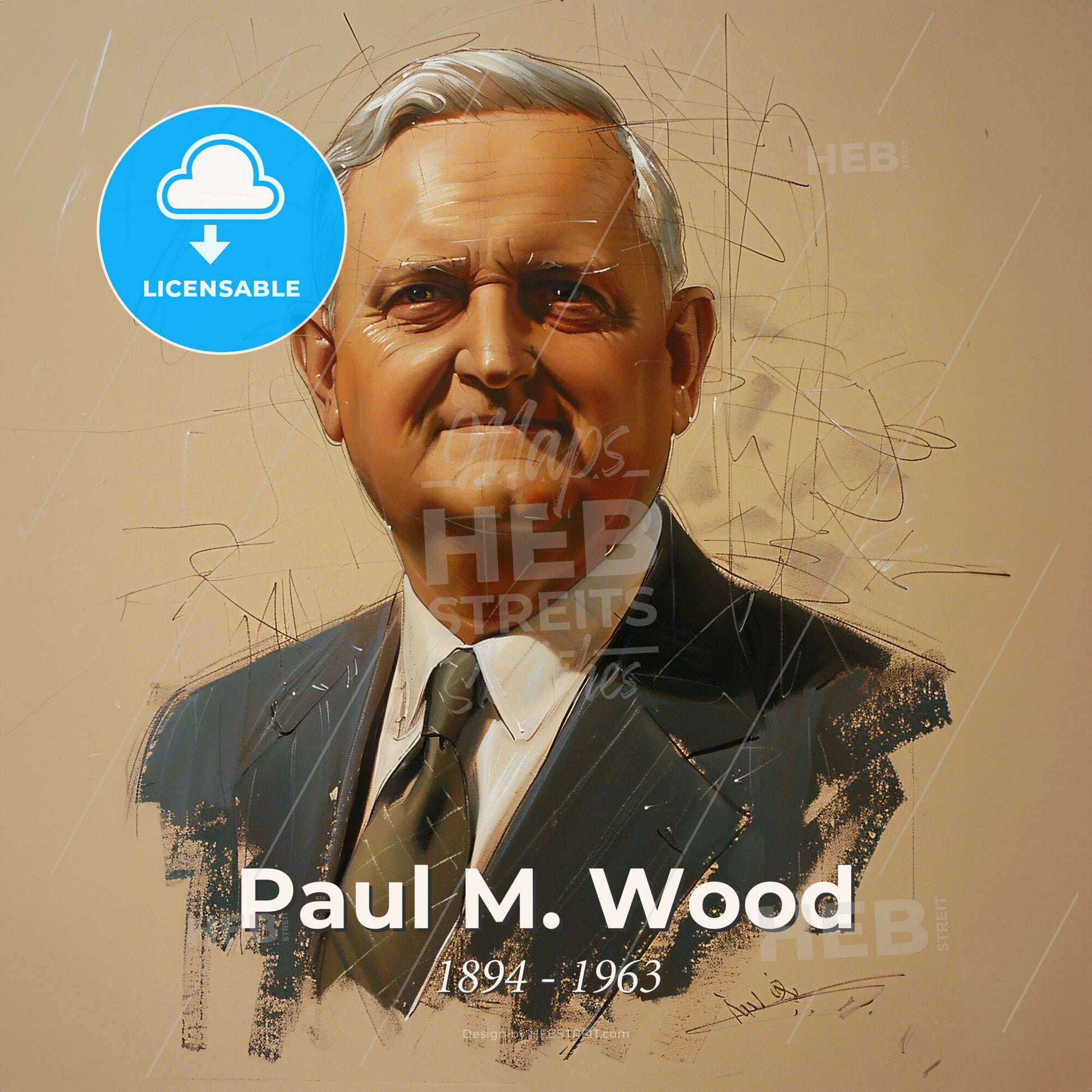 Paul M. Wood, 1894 - 1963, American anesthesiologist - A Portrait Of A Man Print Template