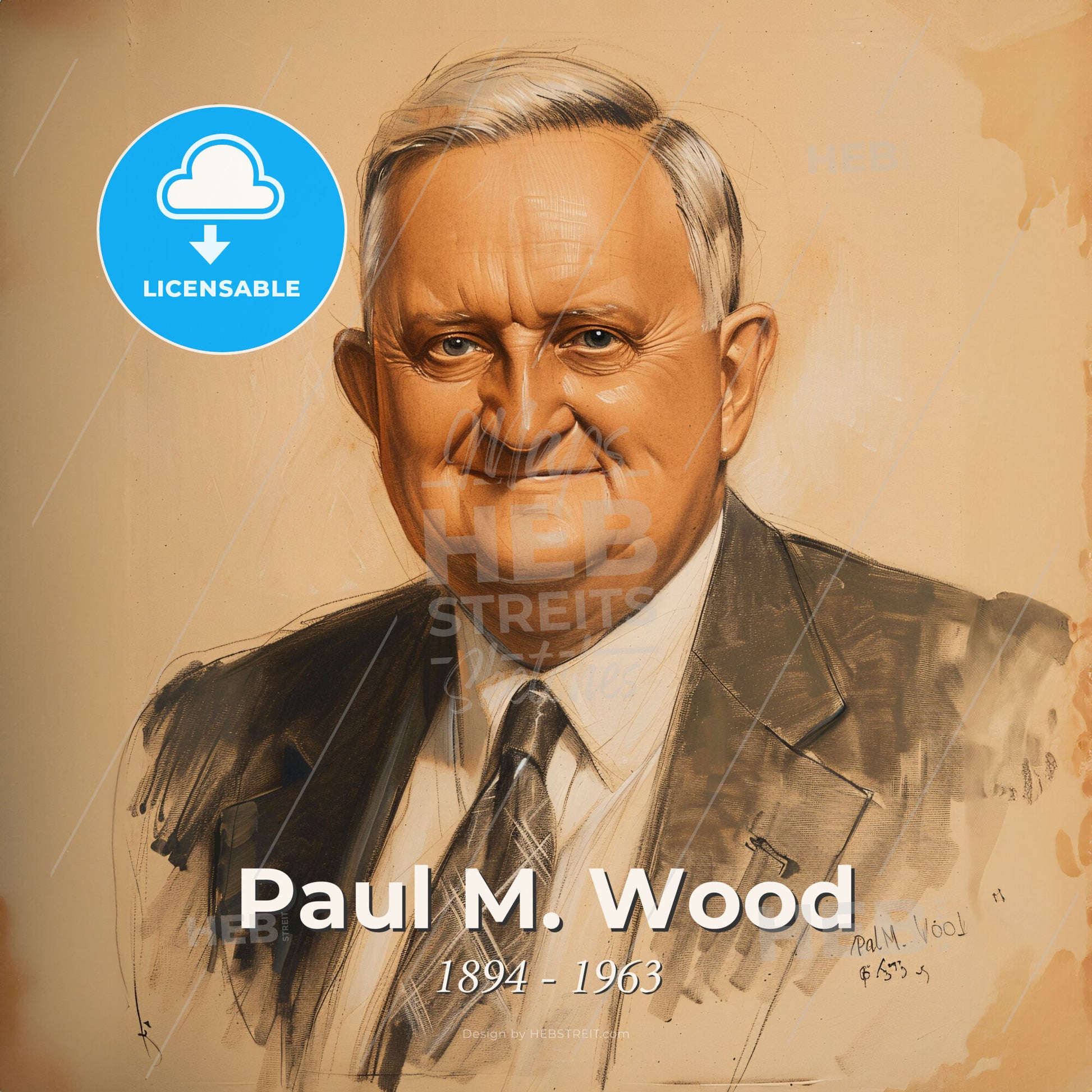 Paul M. Wood, 1894 - 1963, American anesthesiologist - A Portrait Of A Man In A Suit Print Template