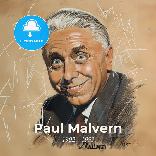 Paul Malvern, 1902 - 1993, American stuntman and producer - A Man With Grey Hair And A Suit Print Template