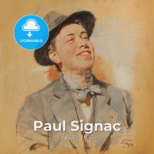 Paul Signac, 1863 - 1935, French painter - A Drawing Of A Man Wearing A Hat Print Template