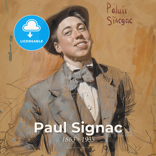 Paul Signac, 1863 - 1935, French painter - A Drawing Of A Man In A Suit And Hat Print Template