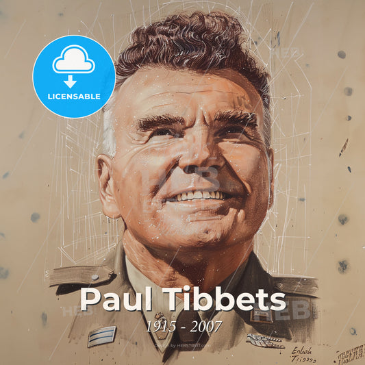 Paul Tibbets, 1915 - 2007, American pilot - A Man In A Military Uniform Print Template