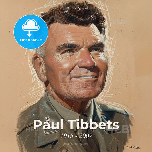 Paul Tibbets, 1915 - 2007, American pilot - A Man In A Military Uniform Print Template