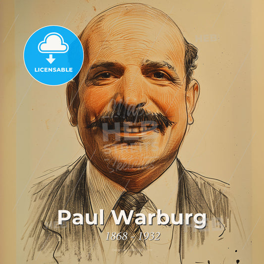 Paul Warburg, 1868 - 1932, German-American banker - A Man With A Mustache Print Template