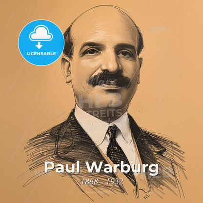 Paul Warburg, 1868 - 1932, German-American banker - A Man With A Mustache Print Template