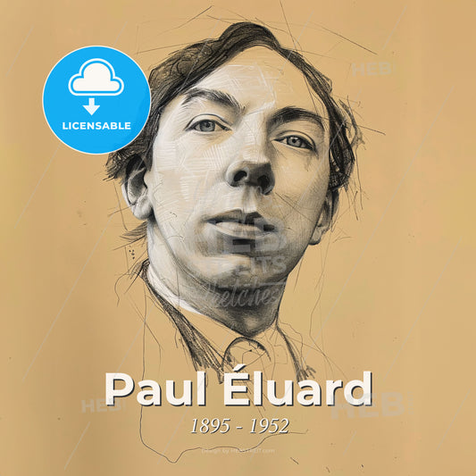 Paul Éluard, 1895 - 1952, French poet - A Drawing Of A Man Print Template