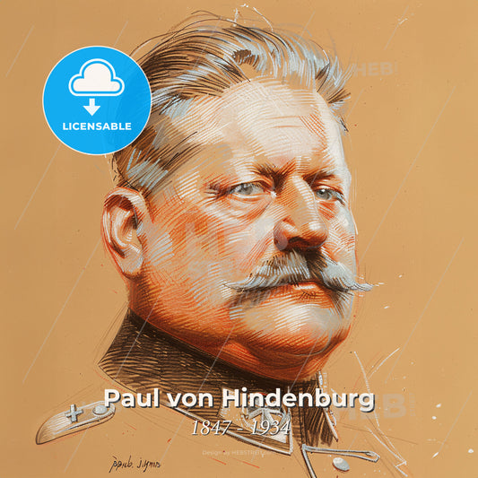 Paul von Hindenburg, 1847 - 1934, German Field Marshal and President - A Portrait Of A Man With A Mustache Print Template