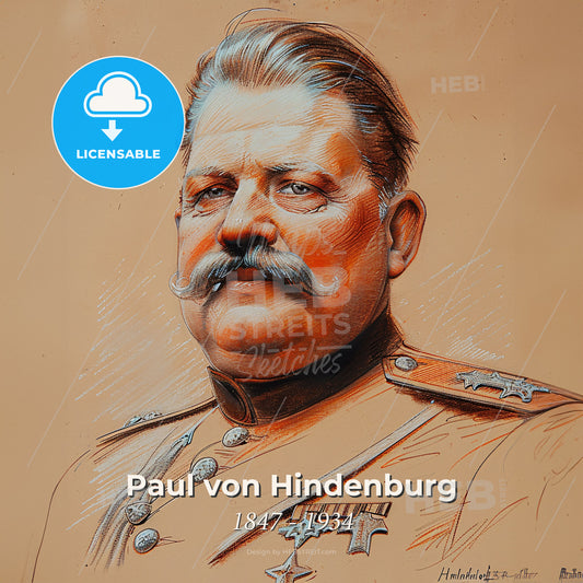 Paul von Hindenburg, 1847 - 1934, German Field Marshal and President - A Man With A Mustache And A Mustache Print Template